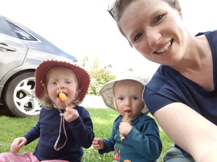 A selfie of Nicola and her two kids